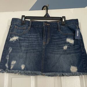Old Navy Dark Blue Distressed Denim Mini Skirt
